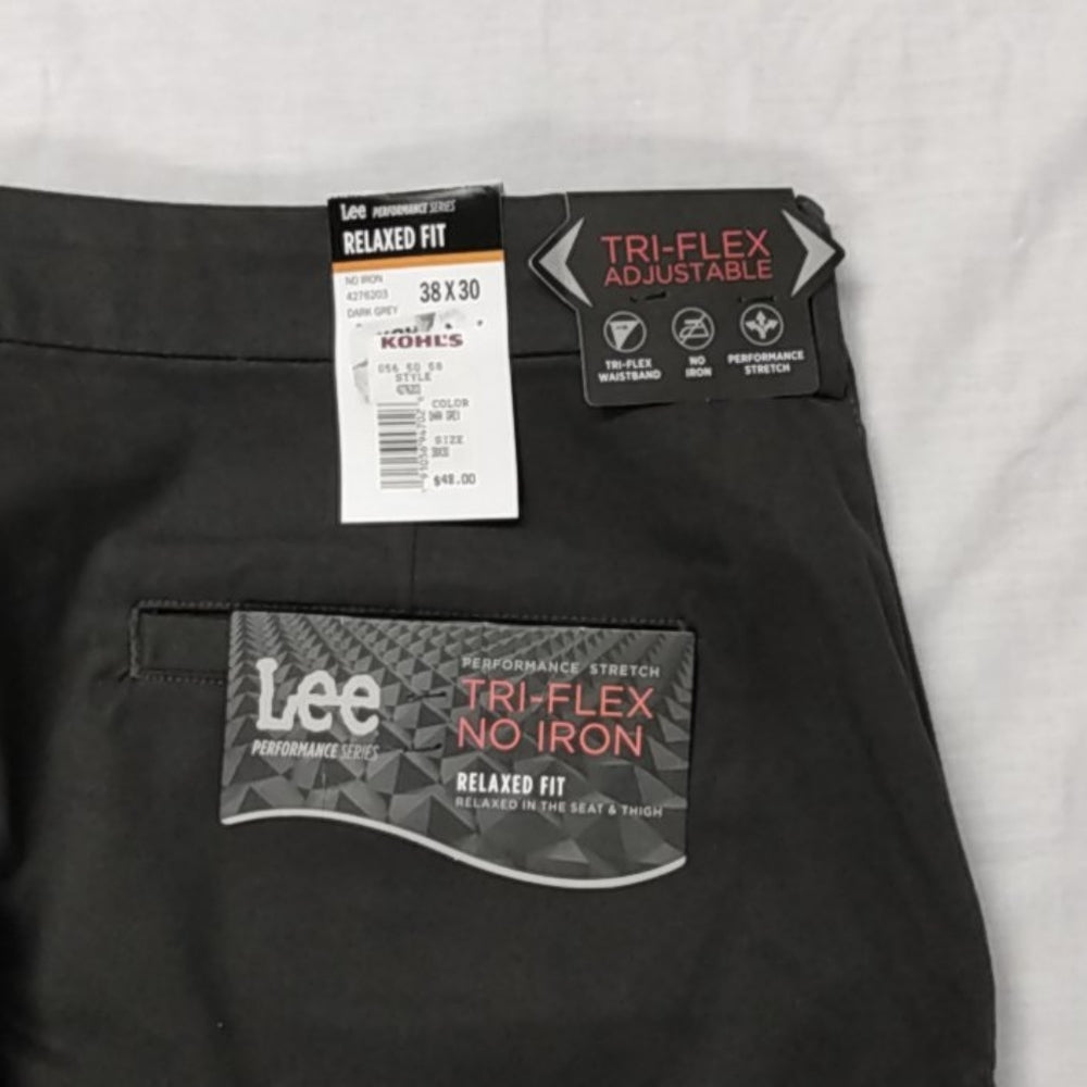 Lee Tri-Flex No Iron Perform Stretch - Dark Grey - 36x34 - New with Tags