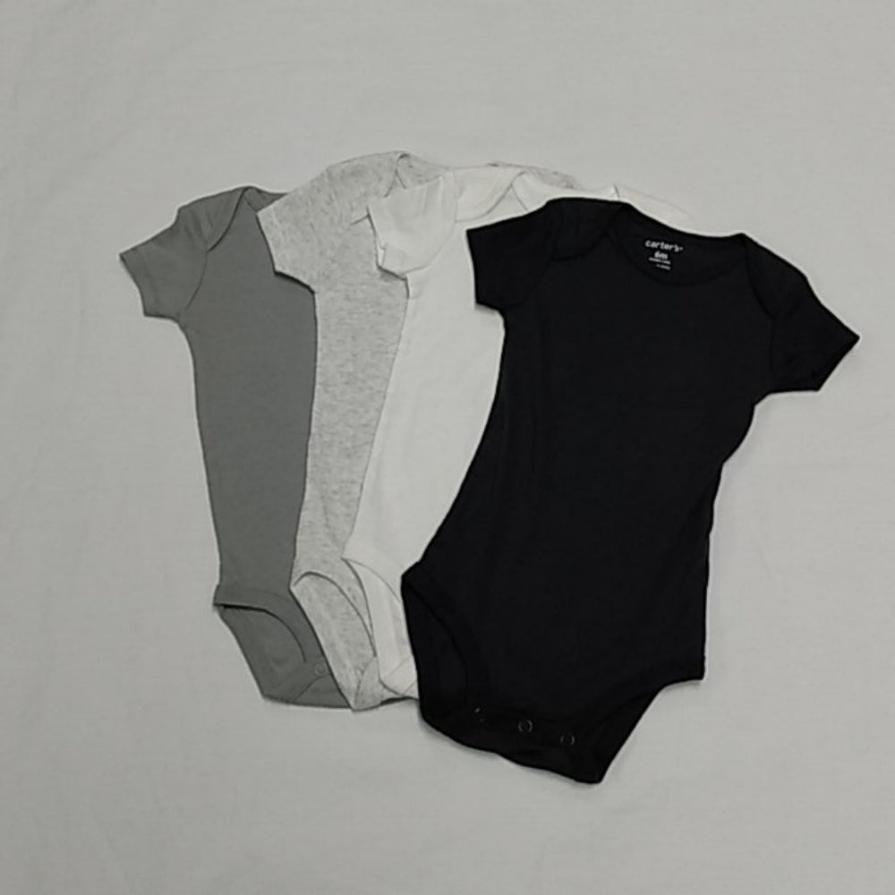 Carter 4 body suits 6 month black grey white