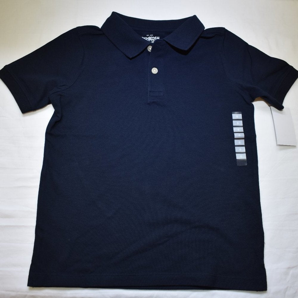 OshKosh Boys Button Neck Polo -Navy-Size 7-New with Tags