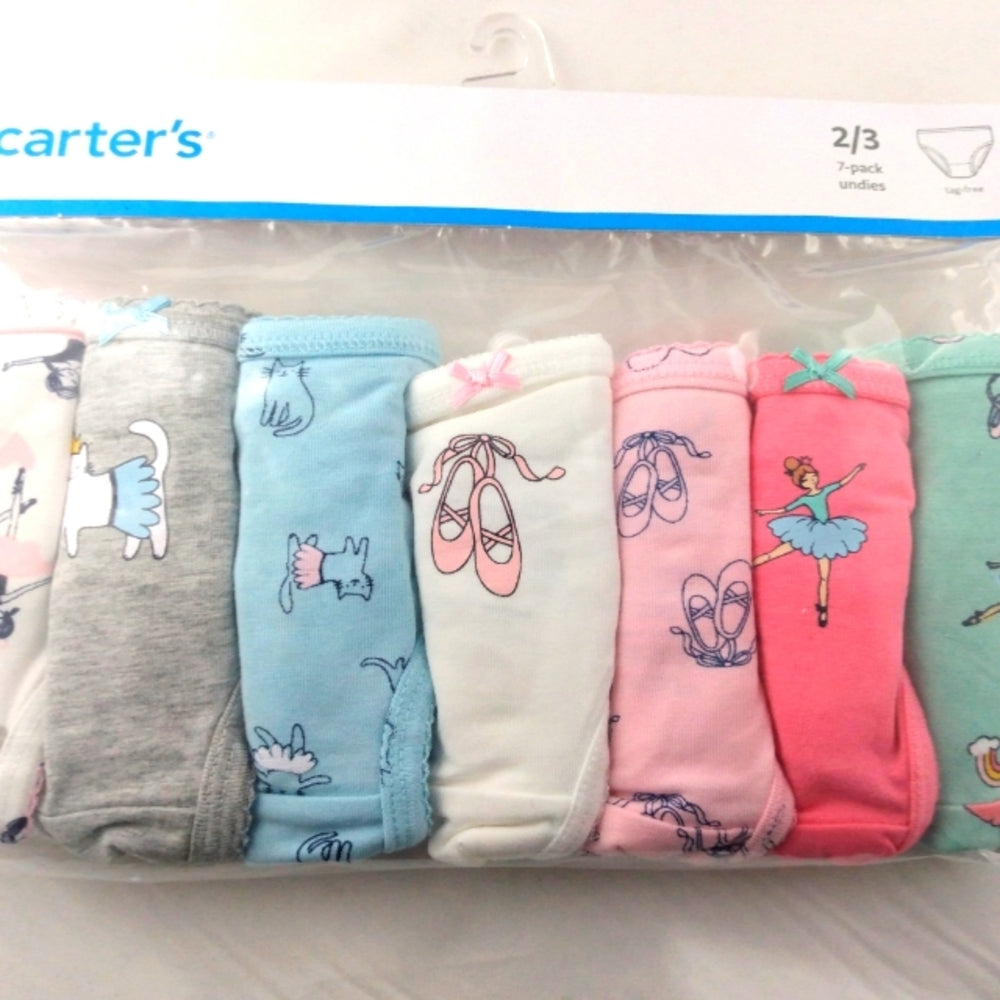 Carter's 7 pk Tag Free Girls Panties Ballerina Themed New in packaging