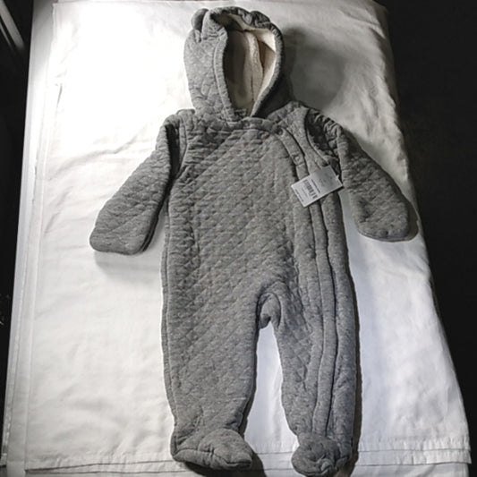 Carter's Grey Hooded Quilted Pram Sleep and Play New with Tags  9 months