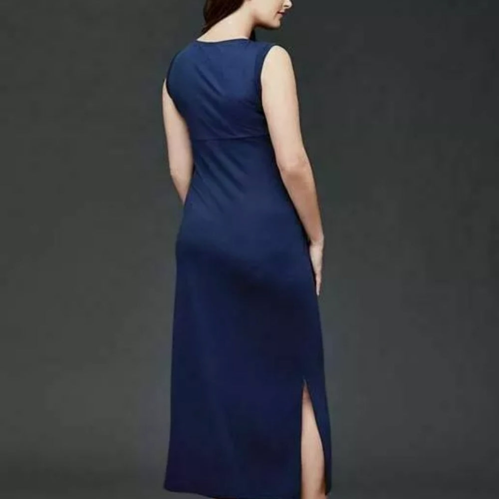 Gap Maternity Rolled Sleeve Maxi Dress - Blue -NWT