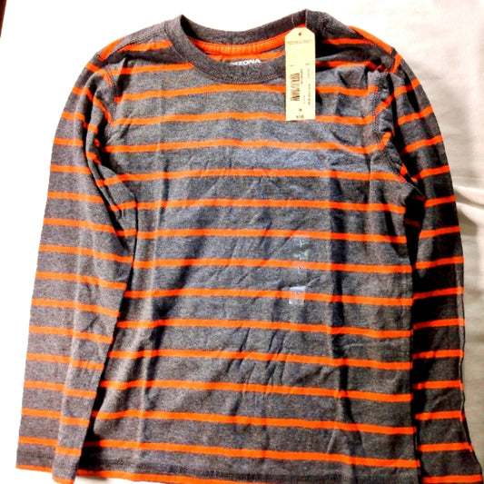 Arizona Orange and Grey Striped Long Sleeve Tee-Size S8-New with Tags