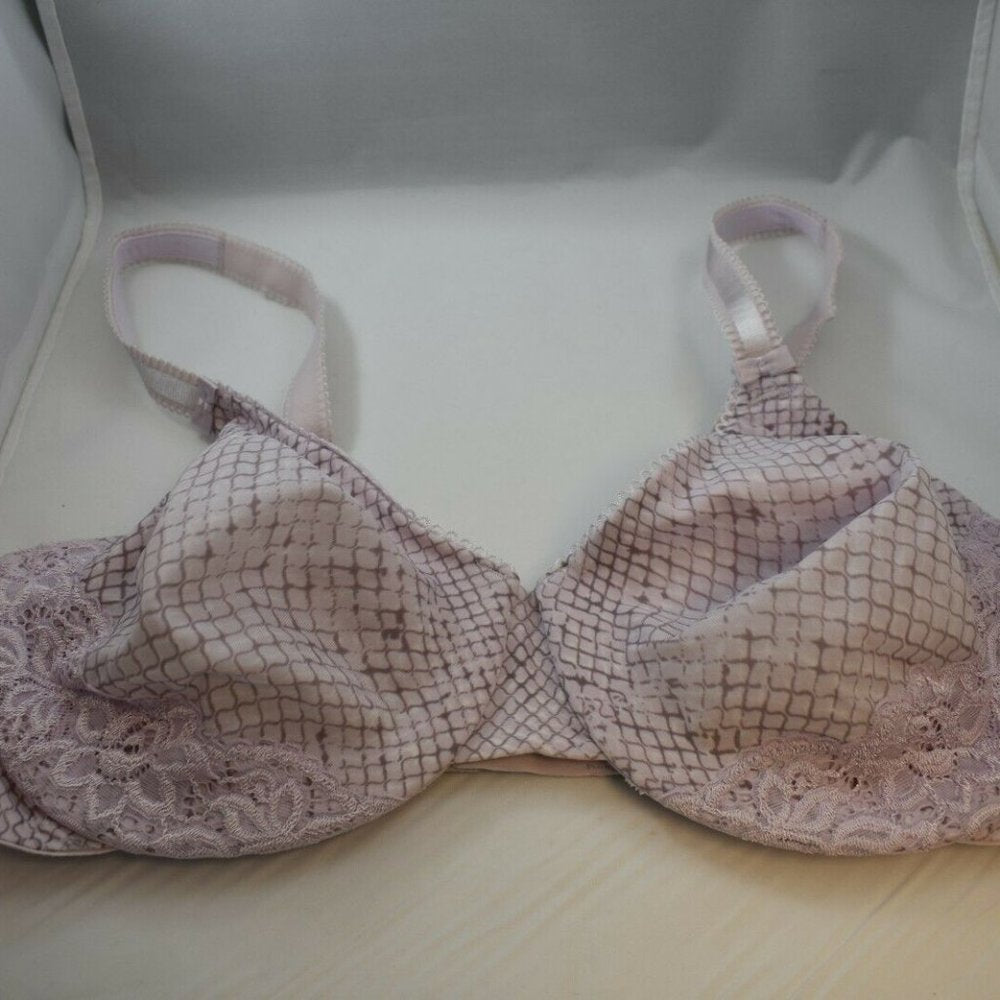 2 Bra Bundle- 36D- Grey Lace and Purple Print- Vanity Fair/ Olga