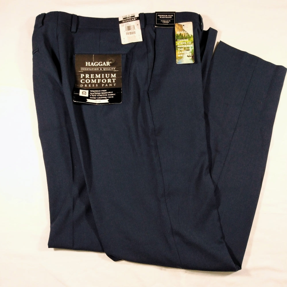 Haggar Premium Comfort Dress Pant Slim - Blue - 32x34 - New with Tags