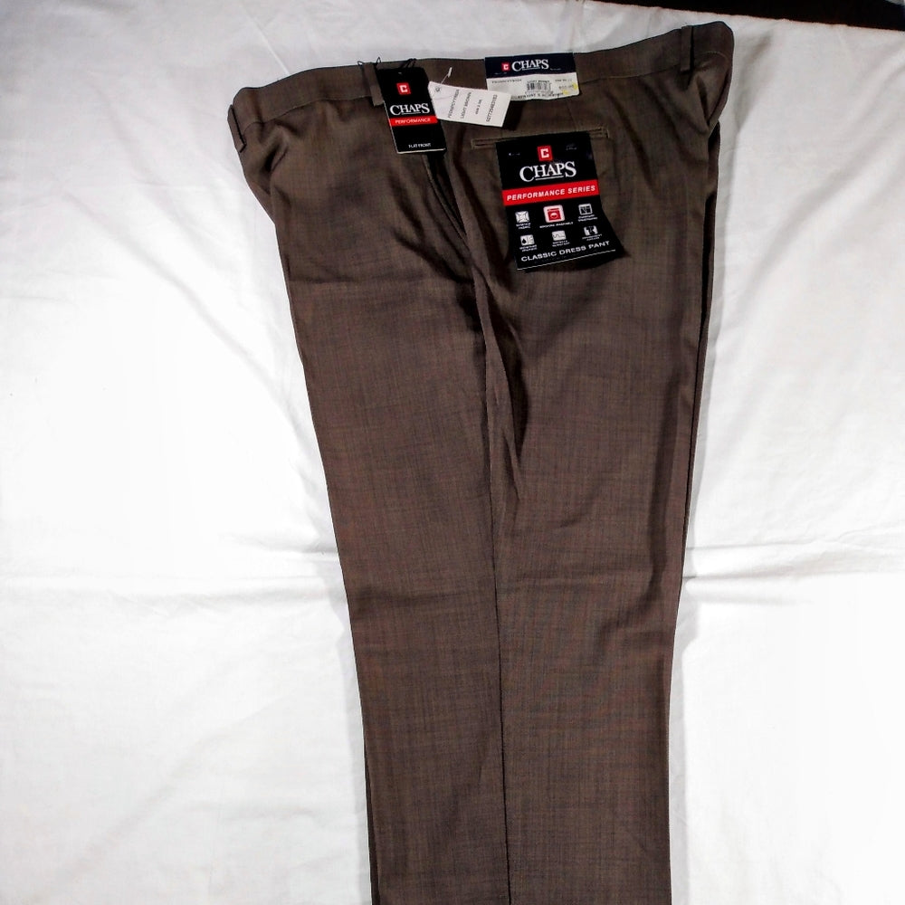 Chaps Performance Series Flat Front Pants - Light Brown - 46x30 - New with Tags