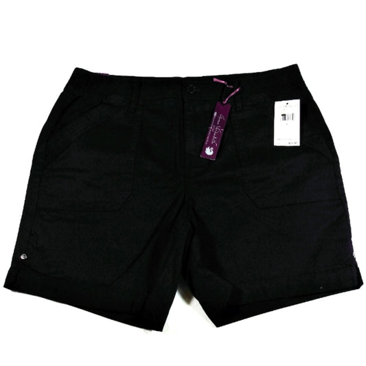 Gloria Vanderbilt Rib Utility Shorts-Black-Size 6-New with Tags