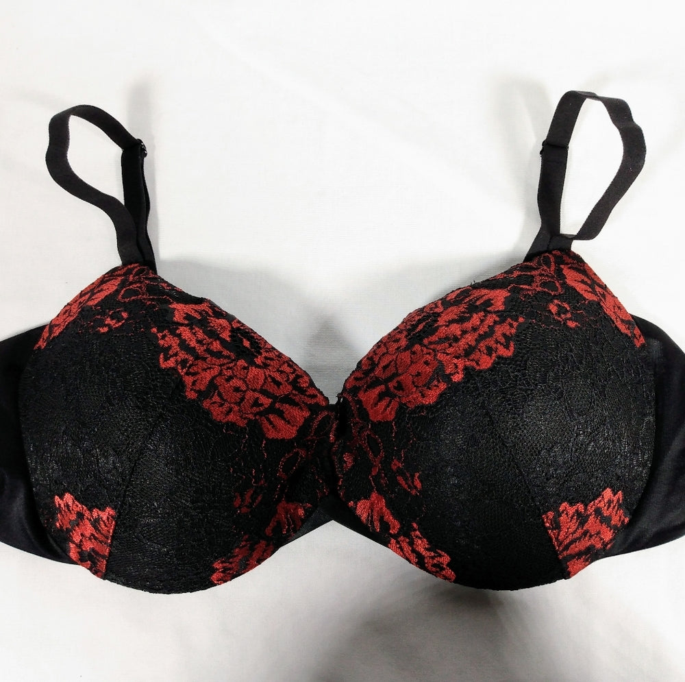 Maidenform Push Up & In Underwire Bra-Black and Red-Lace-Various Sizes-NWOT