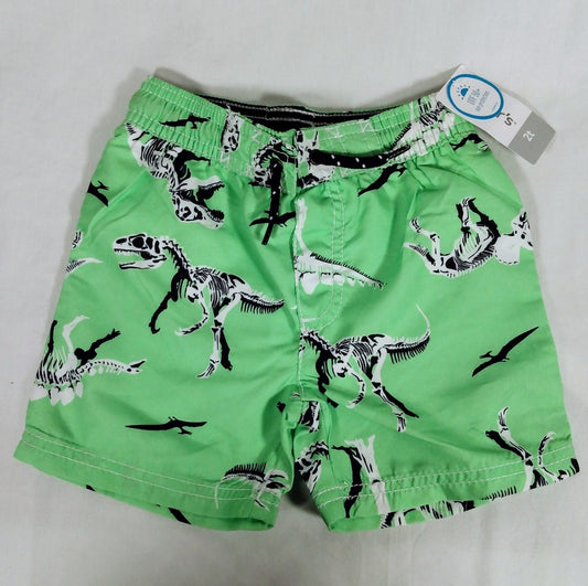 Carter's Boys Lime Green and Dinosaur Swim Trunks-2t-New with Tags