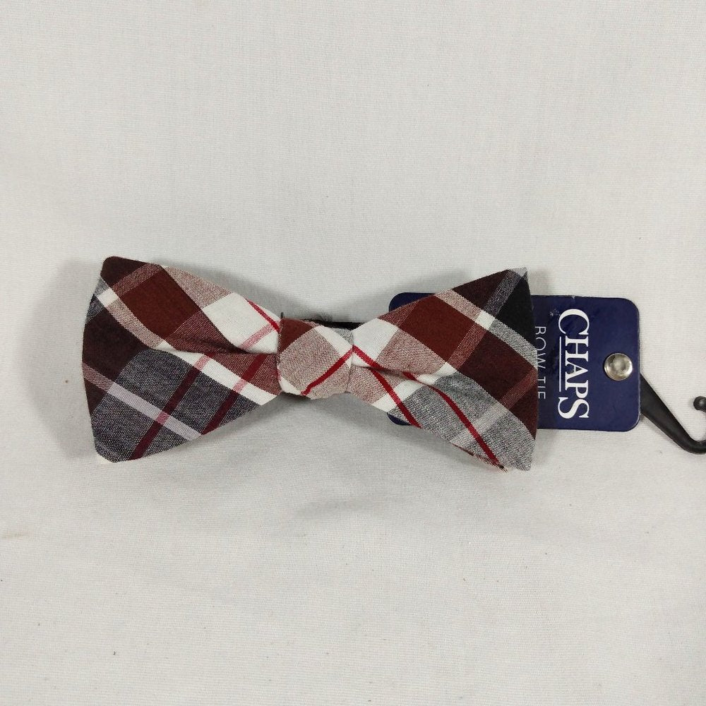 Chaps NWT Bow Tie Brown White Navy Plaid