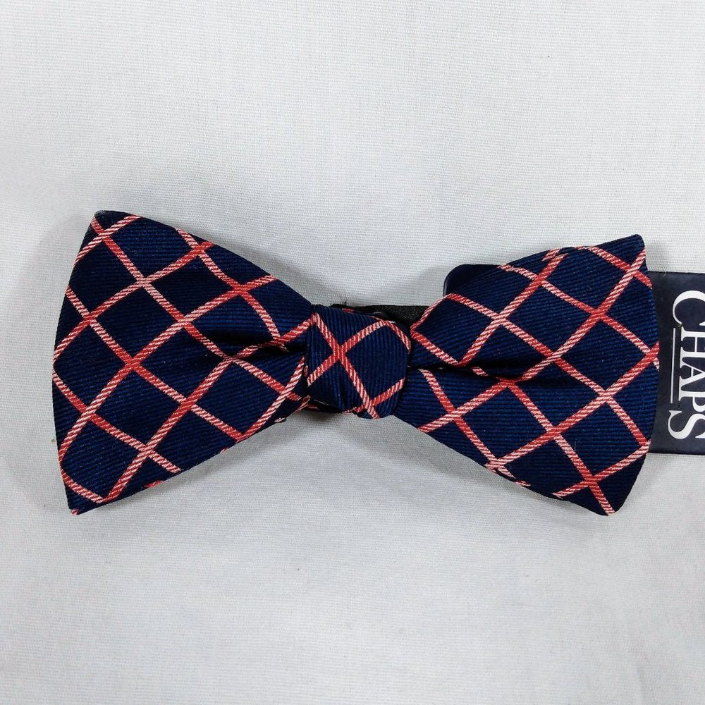 Chaps NWT Bow Tie Navy Blue Red Grid