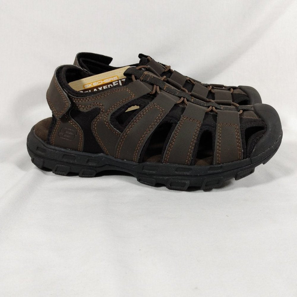 Sketcher's Men's Garver Live Oak Chocolate Fisherman Sandals sz 8