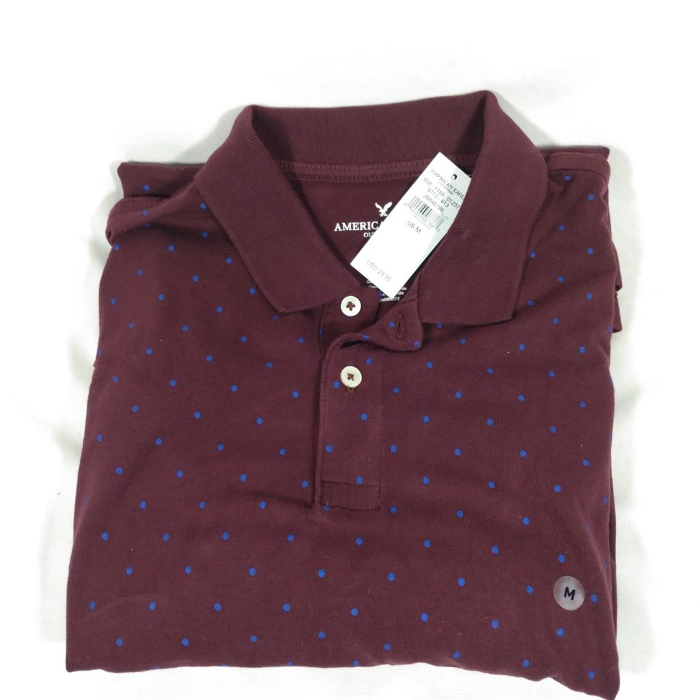 American Eagle Flex Polo-Maroon with Blue Dots-Various Sizes-New with Tags