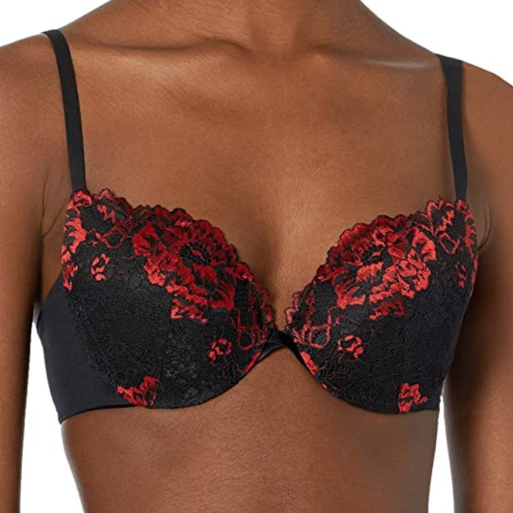 Maidenform Push Up & In Underwire Bra-Black and Red-Lace-Various Sizes-NWOT