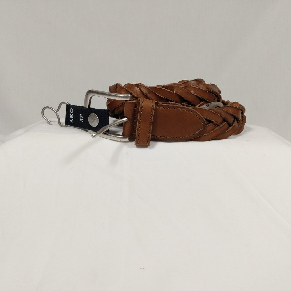 AEO Braided Leather Belt Brown NWT