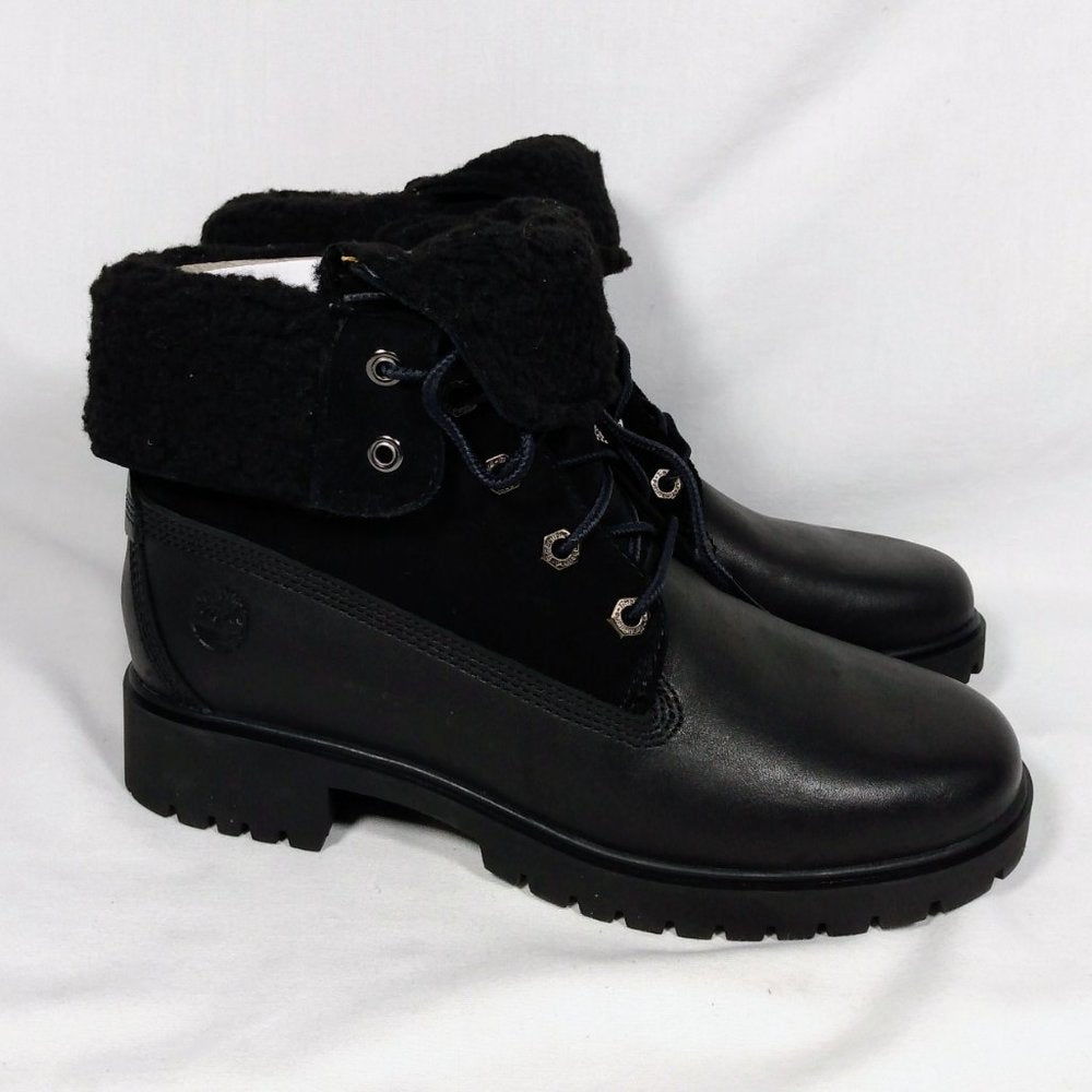 Timberland Jayne Teddy Fleece Down Waterproof Boots-Black-New in Box