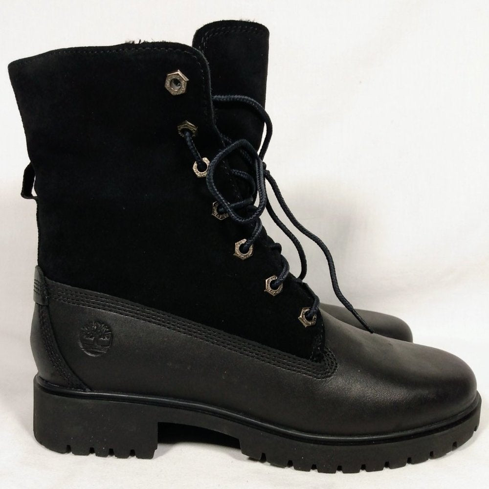 Timberland Jayne Teddy Fleece Down Waterproof Boots-Black-New in Box