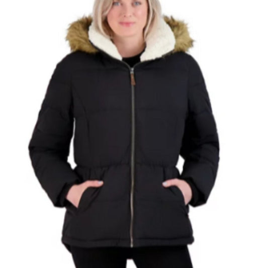 ZeroXposur Naomi Sherpa Quilted Puffer Jacket-Black-XL-NWOT