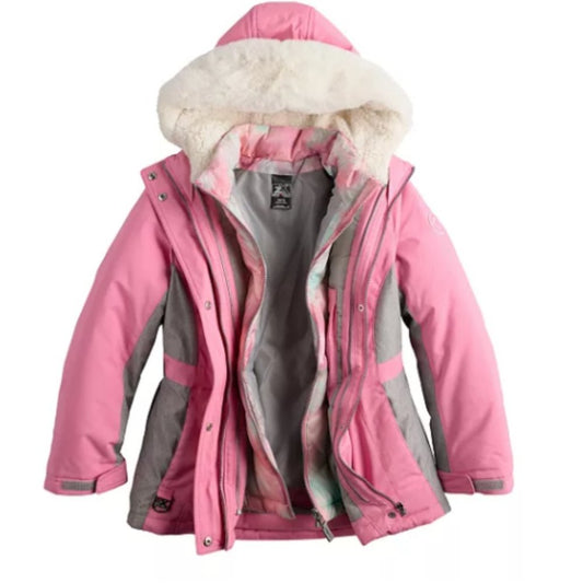 ZeroXposur Girls 3-in-1 Heavyweight Jacket-Sweet Rose--10/12-New without Tags