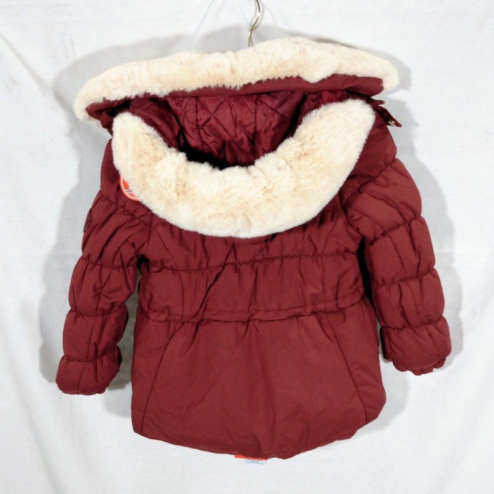 ZeroXposur Girls Puffer with Faux Fur Hood-Wine-7/8-New with Tags