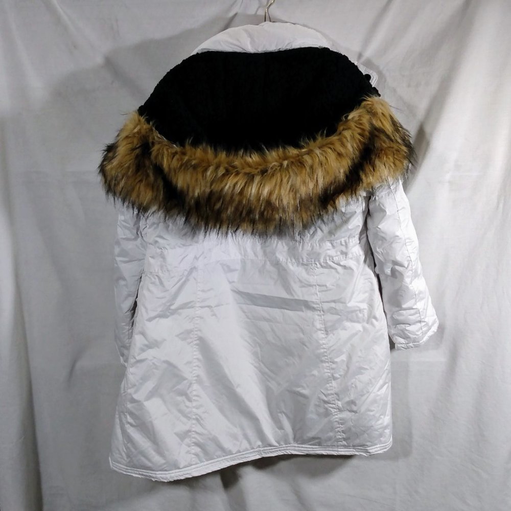 Madden Girl Faux-Fir Hood Long Parka-White-Large-New with Tags