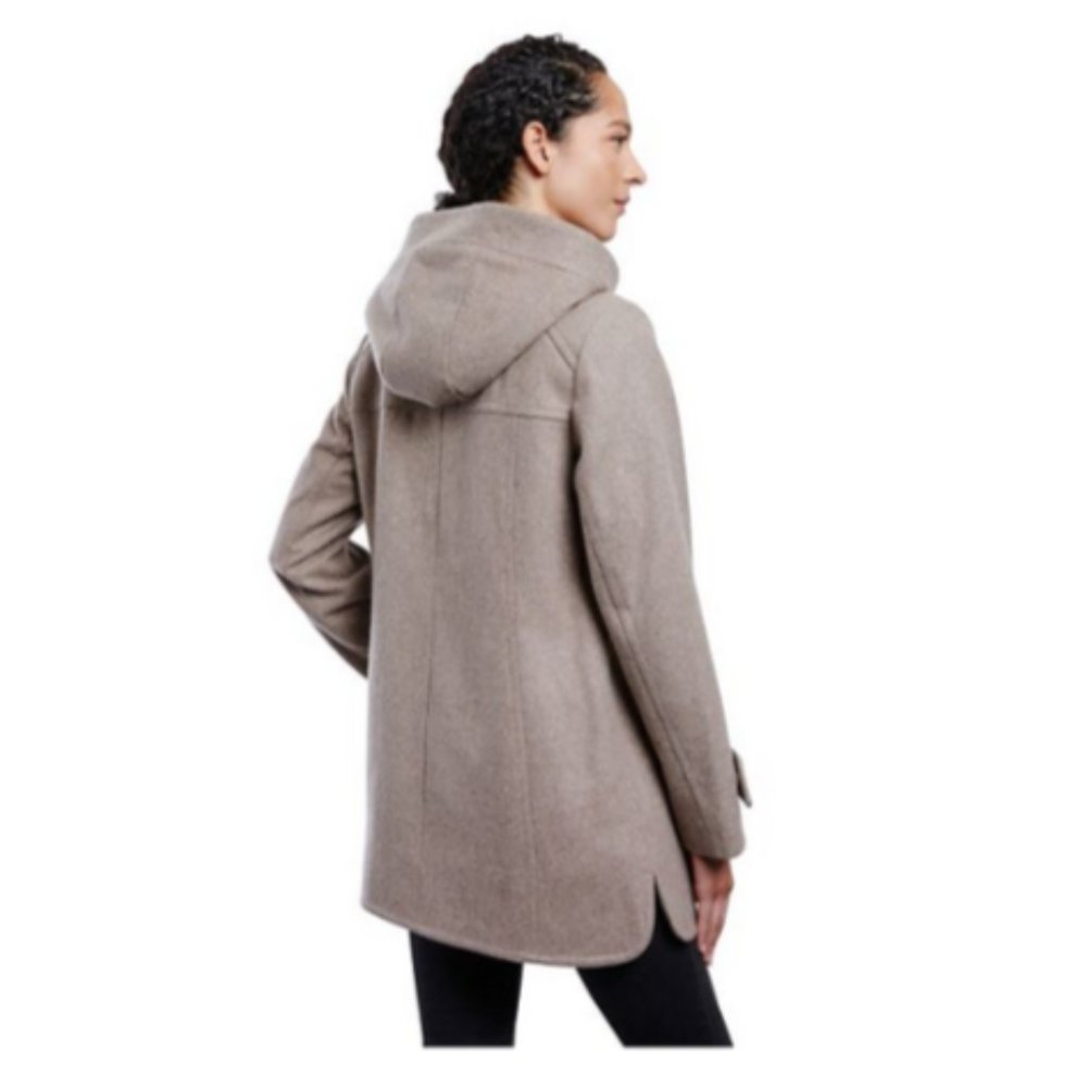 London Fog Sherpa Hood Wool-Blend Coat-Petite Small-Taupe Heather-New with Tags