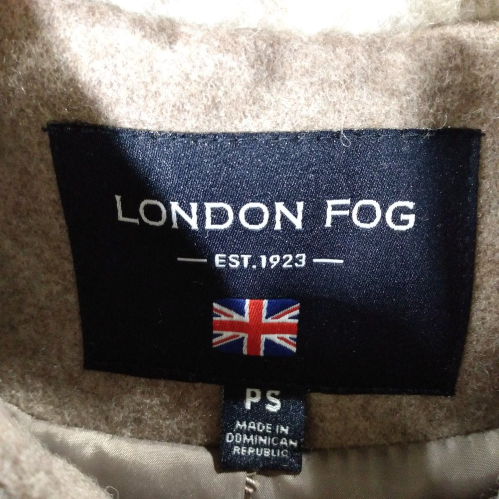 London Fog Sherpa Hood Wool-Blend Coat-Petite Small-Taupe Heather-New with Tags