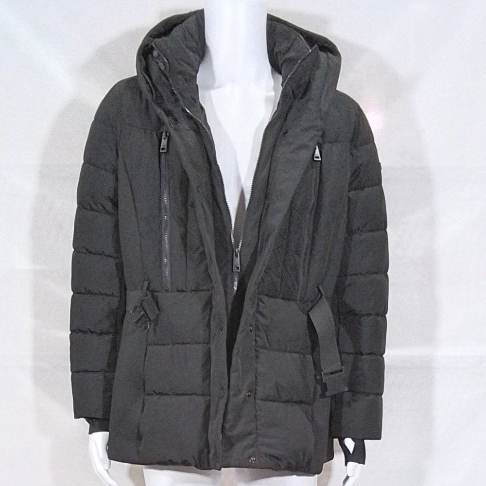 London Fog Women's Belted Puffer Coat-Black-XL-New without Tags