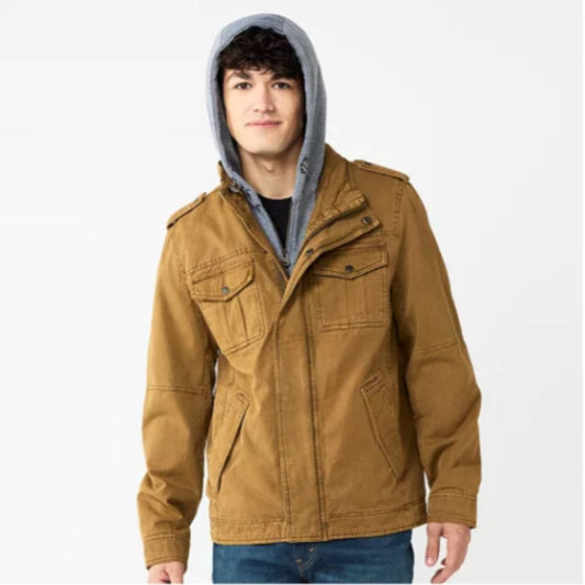 Levi's Washed Cotton Sherpa Lined Trucker Jacket-Khaki- Small -New with Tags
