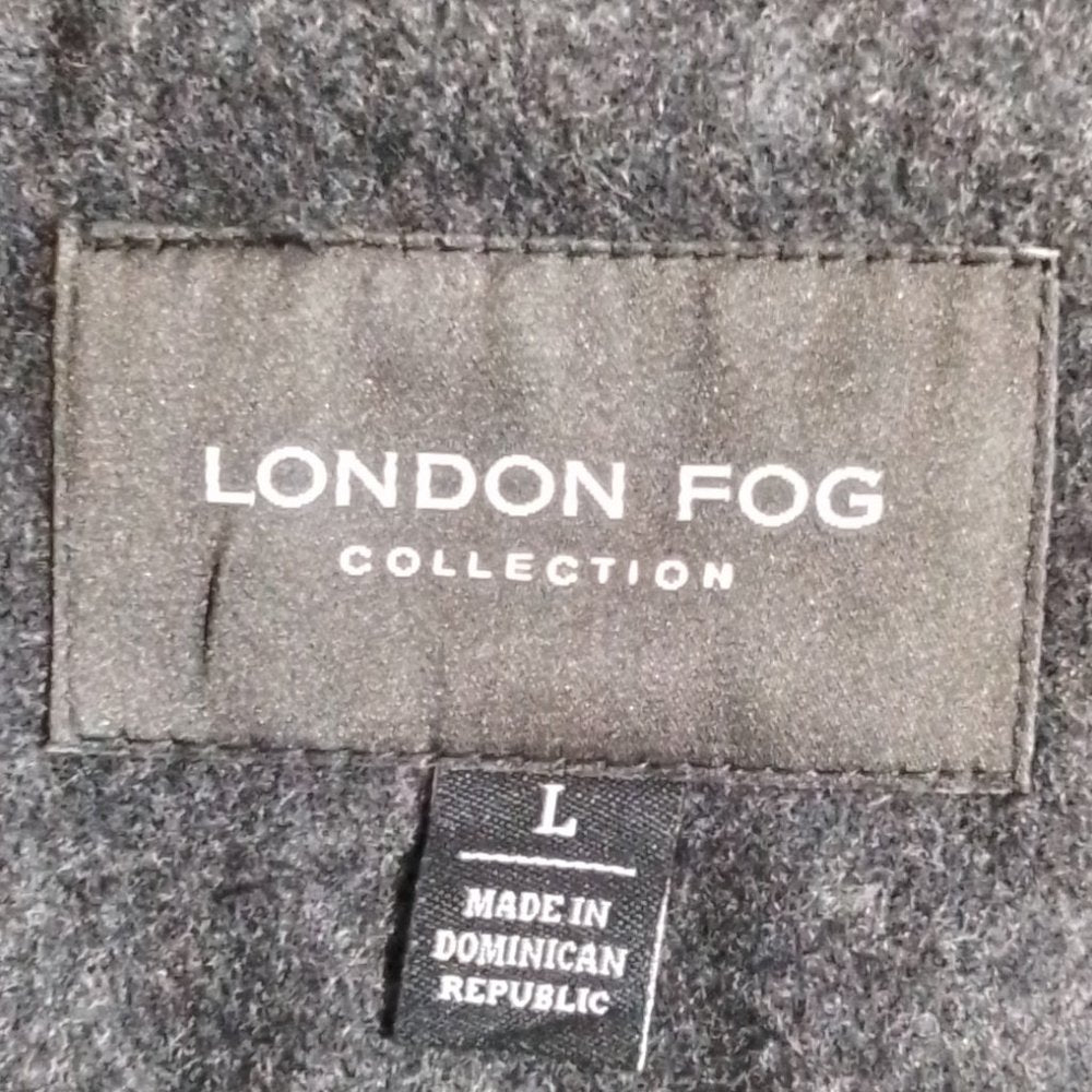 London Fog Wool Blend Coat & Scarf-Black-Large-New without Tags