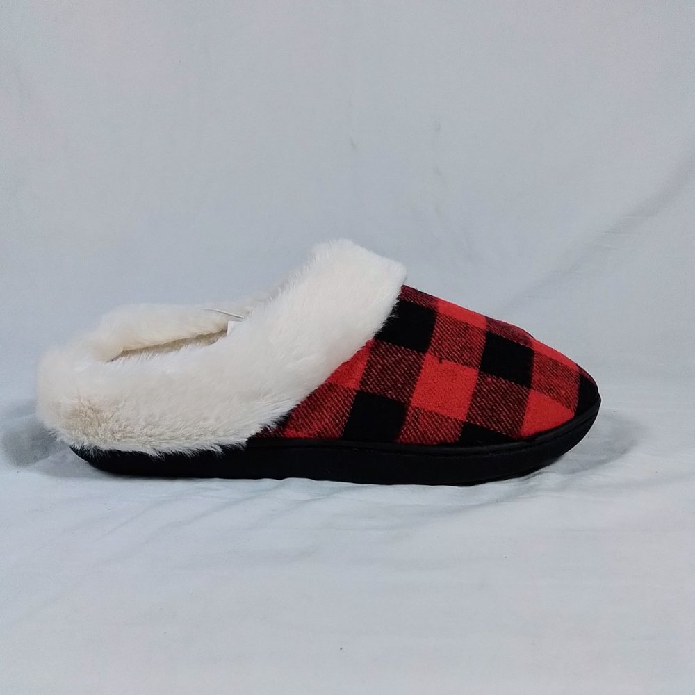 ISOTONER Women's Erica Hoodback ECO Comfort Slippers-Buffalo Plaid-M (7.5/8)-NWT