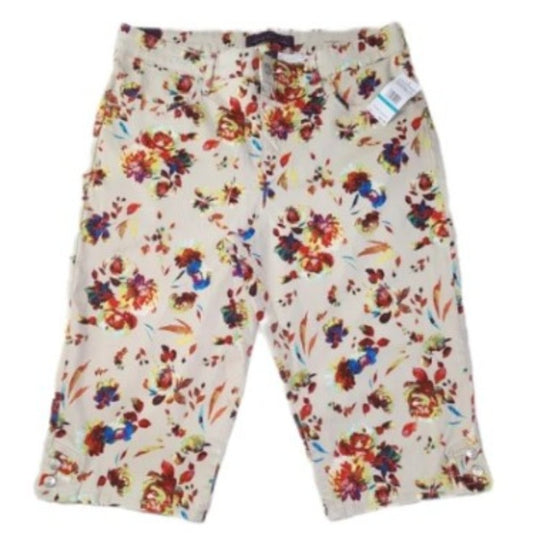 Gloria Vanderbilt Women's Kaia Midrise Skimmer Short-Stonewood Summer Garden-NWT