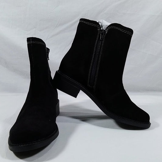 Collection by Clarks Maye Zip Black Suede Zip Boot-Size 8.5 Wide-Women's-68053