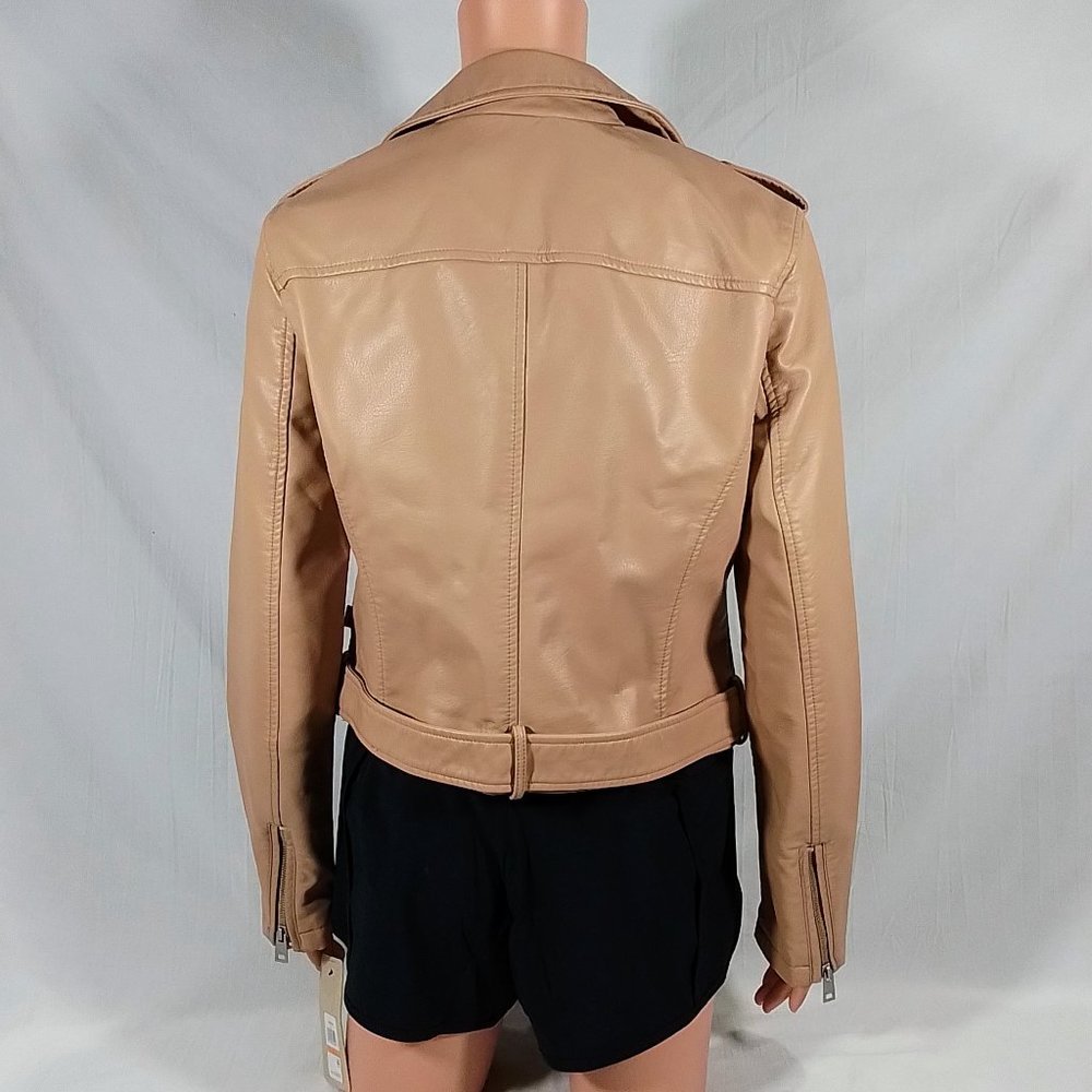 Levi Strauss & Co Belted Faux Leather Belted Moto Jacket - Biscotti - Var Szs -