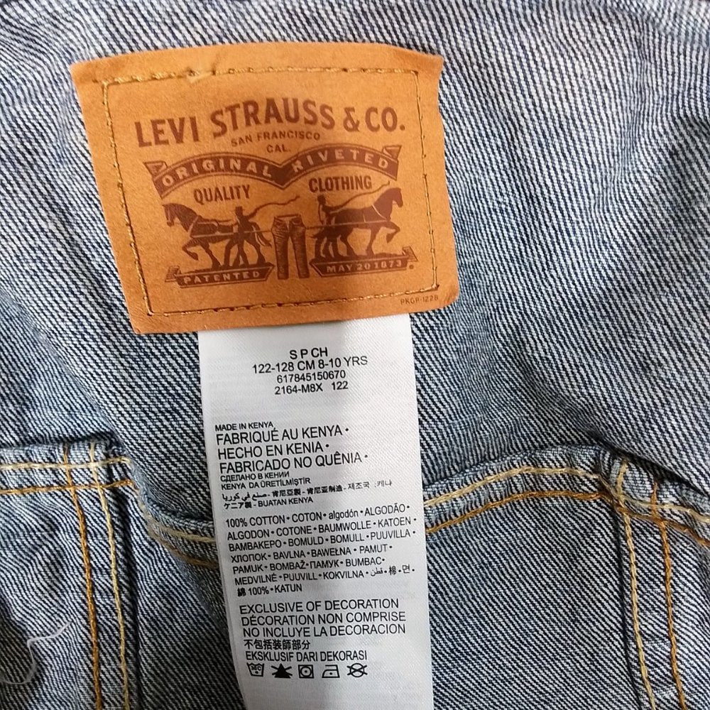 Levi Strauss & Co Big Girls' Jean Trucker Jacket-Dark Wash-Size Small-NWOT