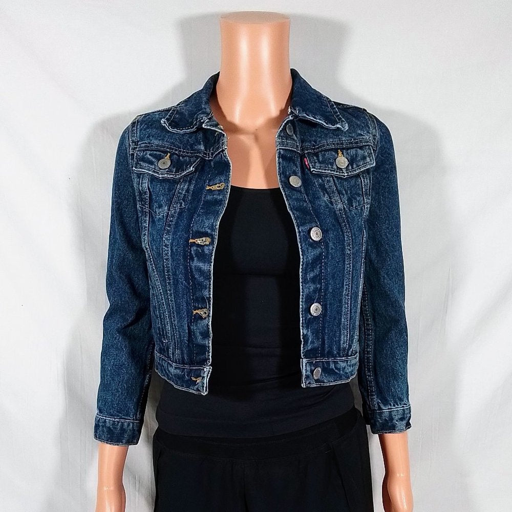 Levi Strauss & Co Big Girls' Jean Trucker Jacket-Dark Wash-Size Small-NWOT