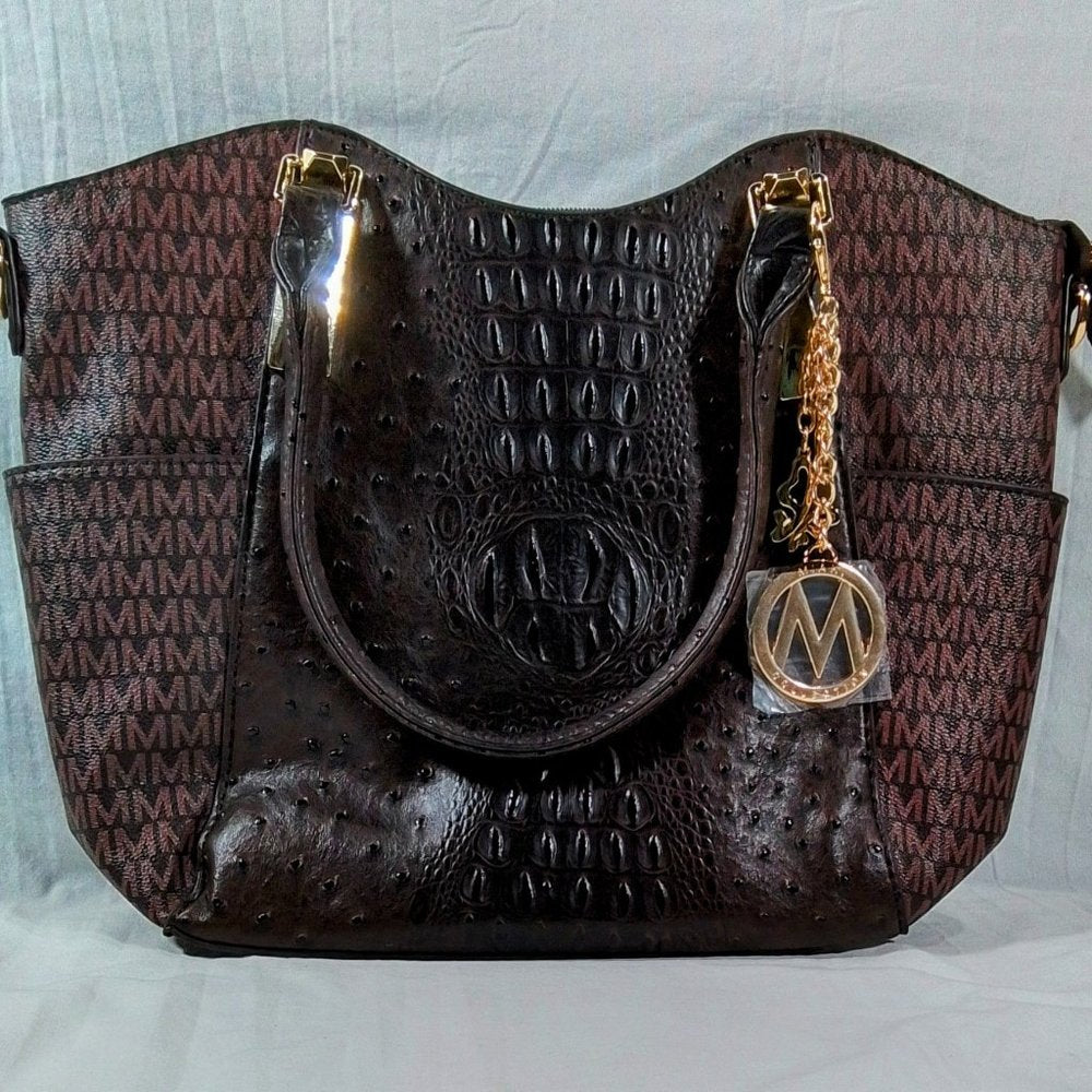 MKF Collection Miriam Signature Tote by Mia K-Brown-NWT-MKFUM5518-Faux Leather