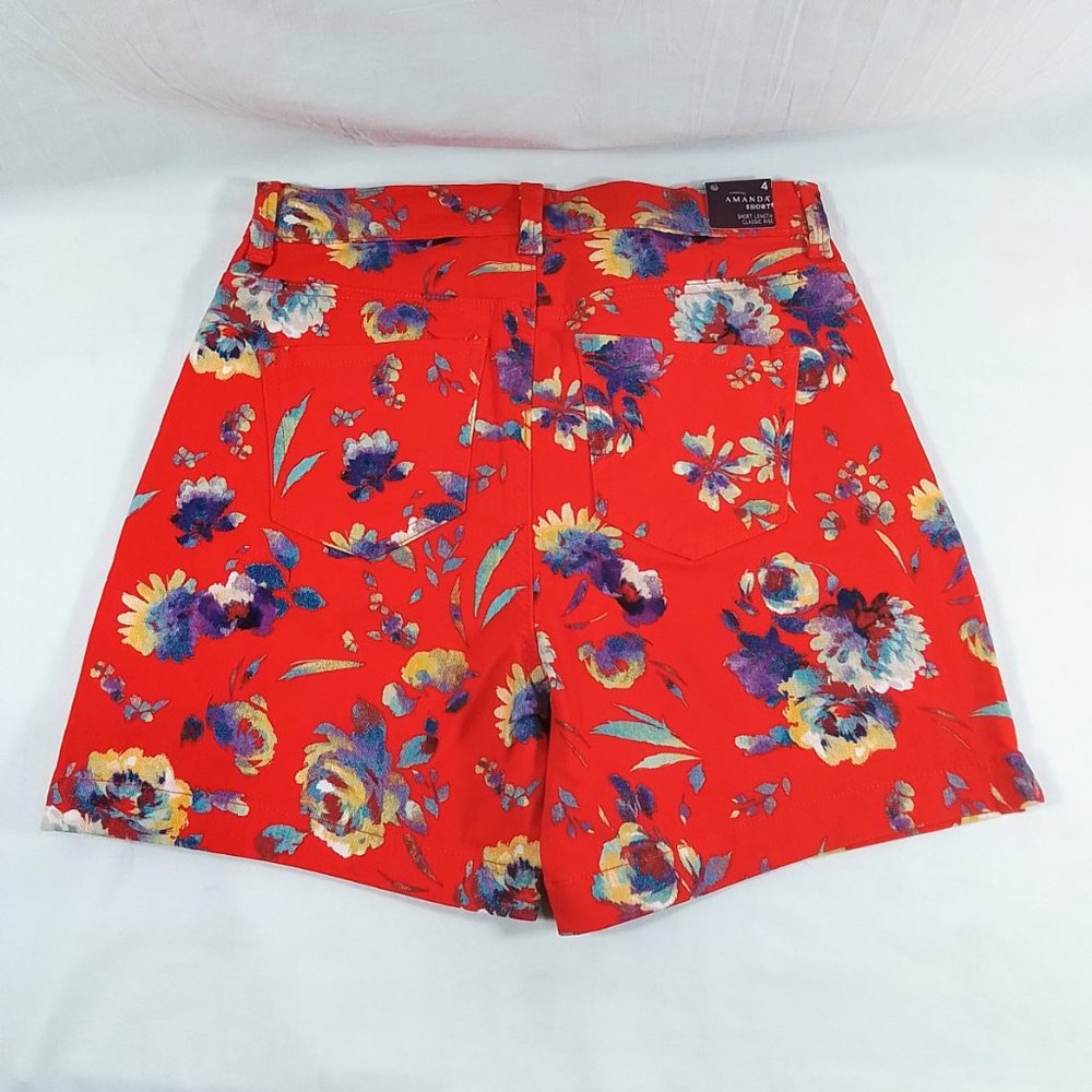 Gloria Vanderbilt Amanda Short-Red Spark-Summer Garden-Various Sizes-NWT