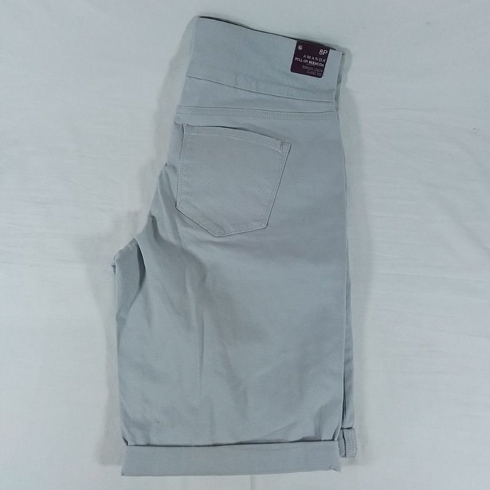 Gloria Vanderbilt Amanda Pull On Bermuda Shorts-Various Sizes-Dove Grey-NWT