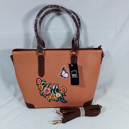 MKF Collection by Mia K Spiral Designer Handbag-Brown with Butterfly-NWT