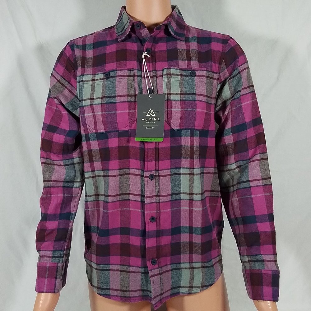 Alpine Design Brushed Flannel Long Sleeve Shirt-Various Sizes-Sunrise Plaid-NWT