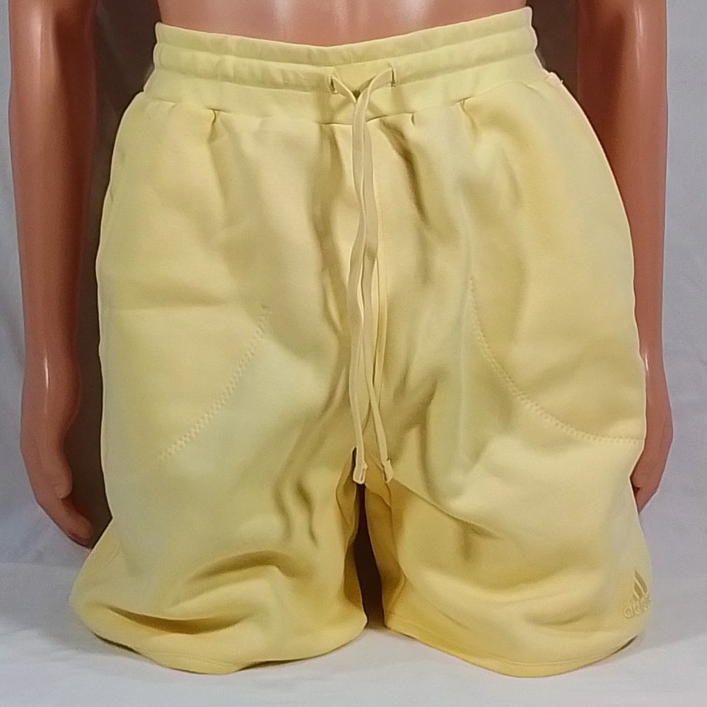 Adidas Men's Sportswear Studio Lounge Fleece Shorts-Almost Yellow-Various Sizes