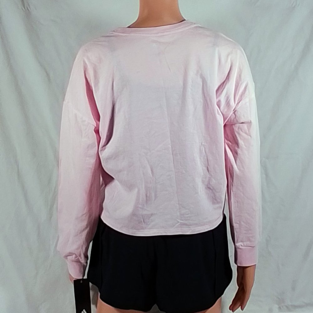 Adidas Girls' Long Sleeve Waist Graphic T-Shirt-Clear Pink-Various Sizes-NWT