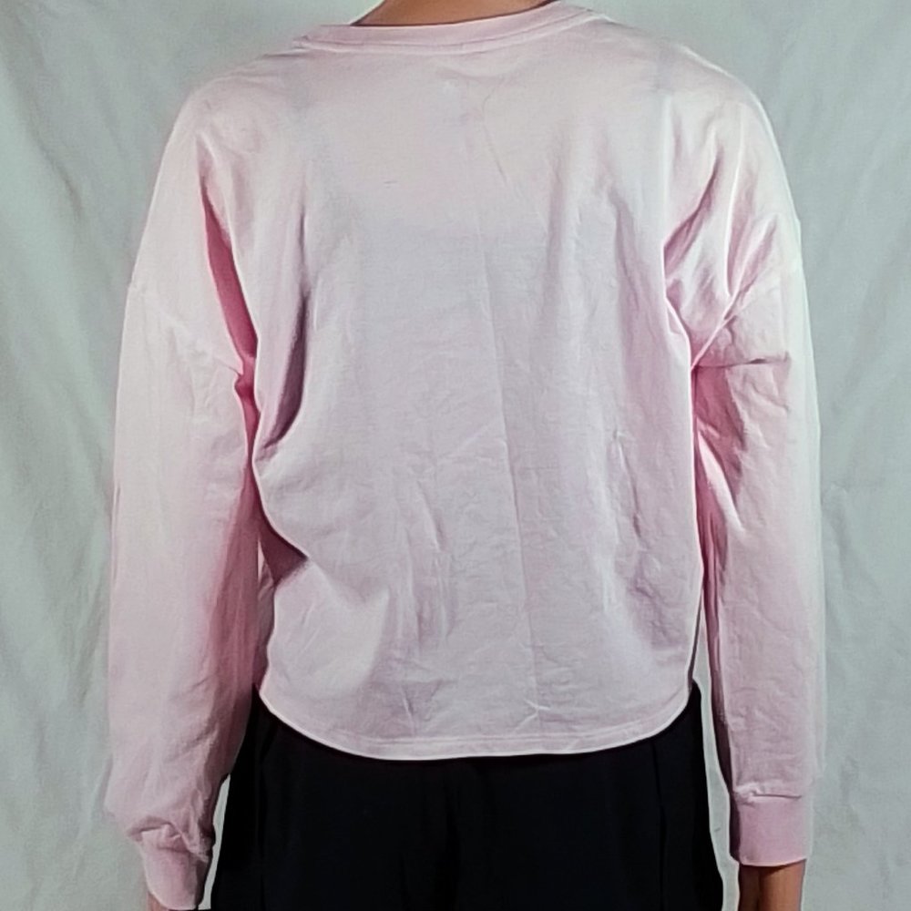 Adidas Girls' Long Sleeve Waist Graphic T-Shirt-Various Sizes-Clear Pink-NWOT