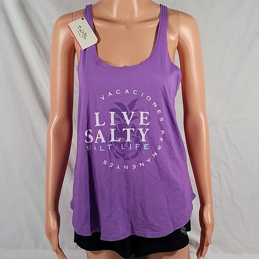 Salt Life Women's Permanent Vacation Tank Top-Violet-Live Salty-Various Sizes