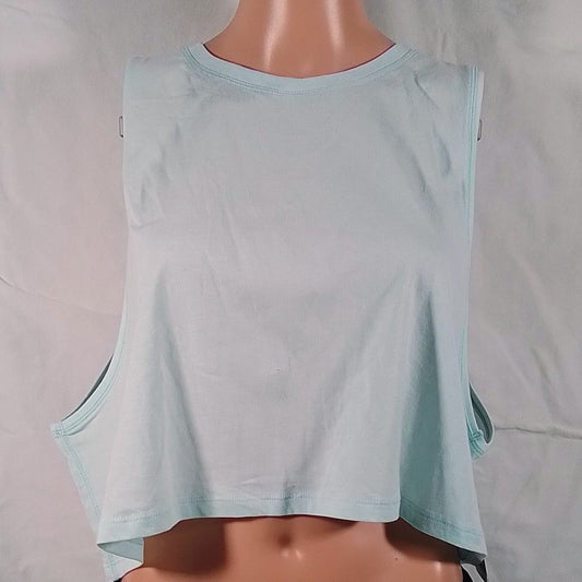 Women's Cotton Cropped Muscle Tank Top-Mint Froth-Various Sizes-New with Tags