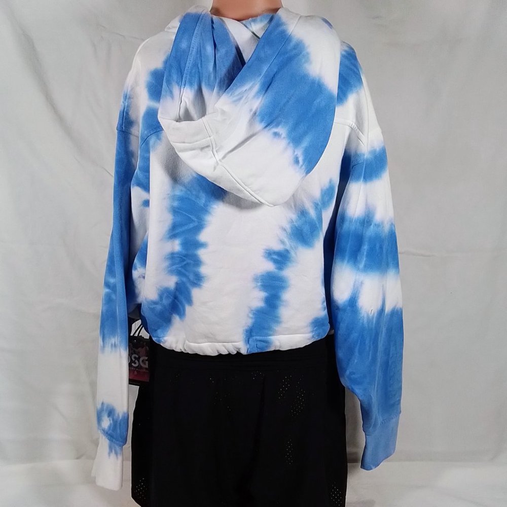 Women's Crop Completer Fleece Hoodie-Lucid Blue Tie Dye-Various Sizes-NWT