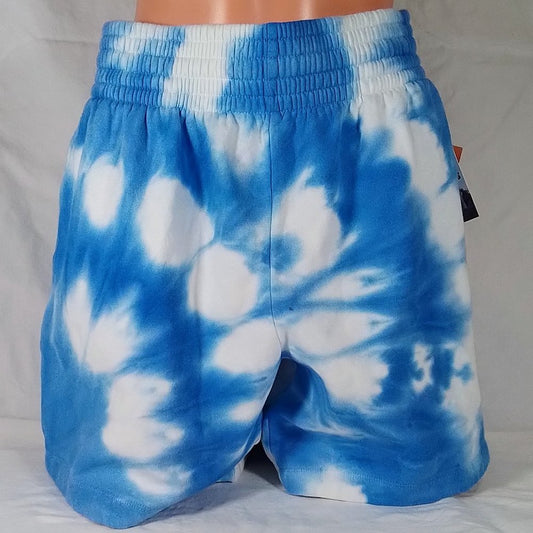 Women's Long Fleece Shorts-Boyfriend Shorts-Lucid Blue Tie Dye-Various Sizes-NWT