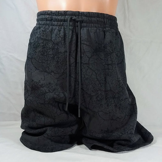 Men's Long Fleece Shorts-Lavascape Asphalt Print-Various Sizes-New with Tags