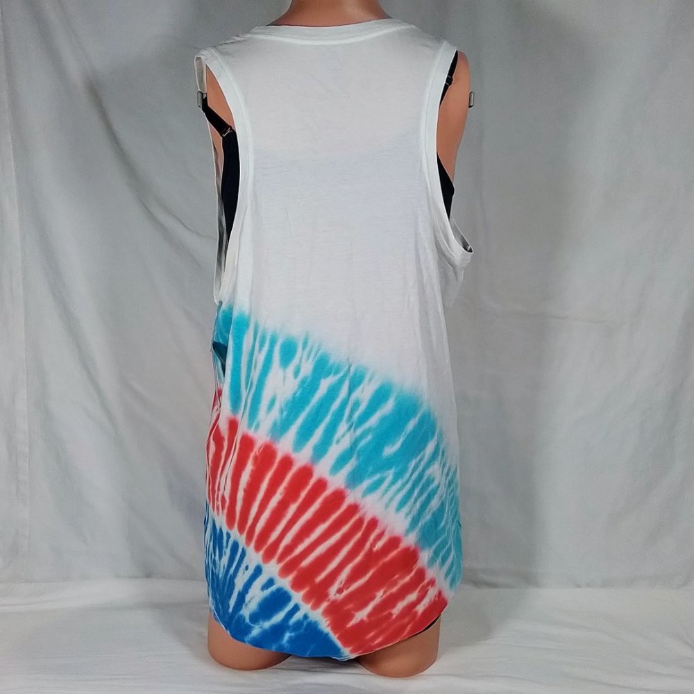 Women's Tie Dye Tank Top-Red White Blue-Patriotic-Independence Day-Various Sizes